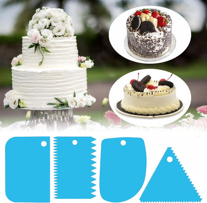 Cake Scraper, 6 Pcs Cake Smoother Scraper, Dough Scraper Blue