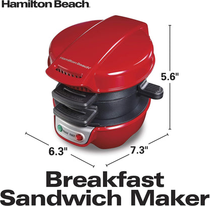 Hamilton Beach Breakfast Sandwich Maker with Egg Cooker Ring, Customize Ingredients, Perfect for English Muffins, Croissants, Mini Waffles, Perfect White Elephant Gifts, Mint (25482)