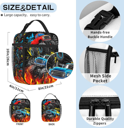 Boys Lunch Box for School Insulated Football Lunch Bag for Kid Boys Girls Teen Bento Boxes to School Office Picnic Travel Hiking Lunchbag Waterproof Leakproof with Adjustable Shoulder Strap