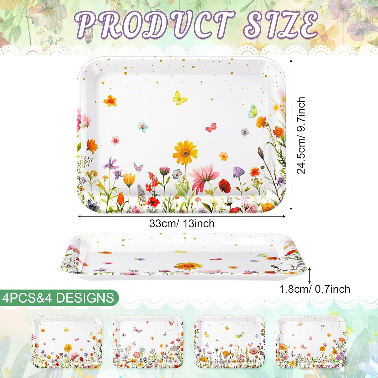 4 Pieces Basketball Serving Trays - Sports Melamine Platters Reusable Rectangle Party Trays for Basketball Sports Theme Party Food Dessert Serving Supplies, 13 x 9.7 inch