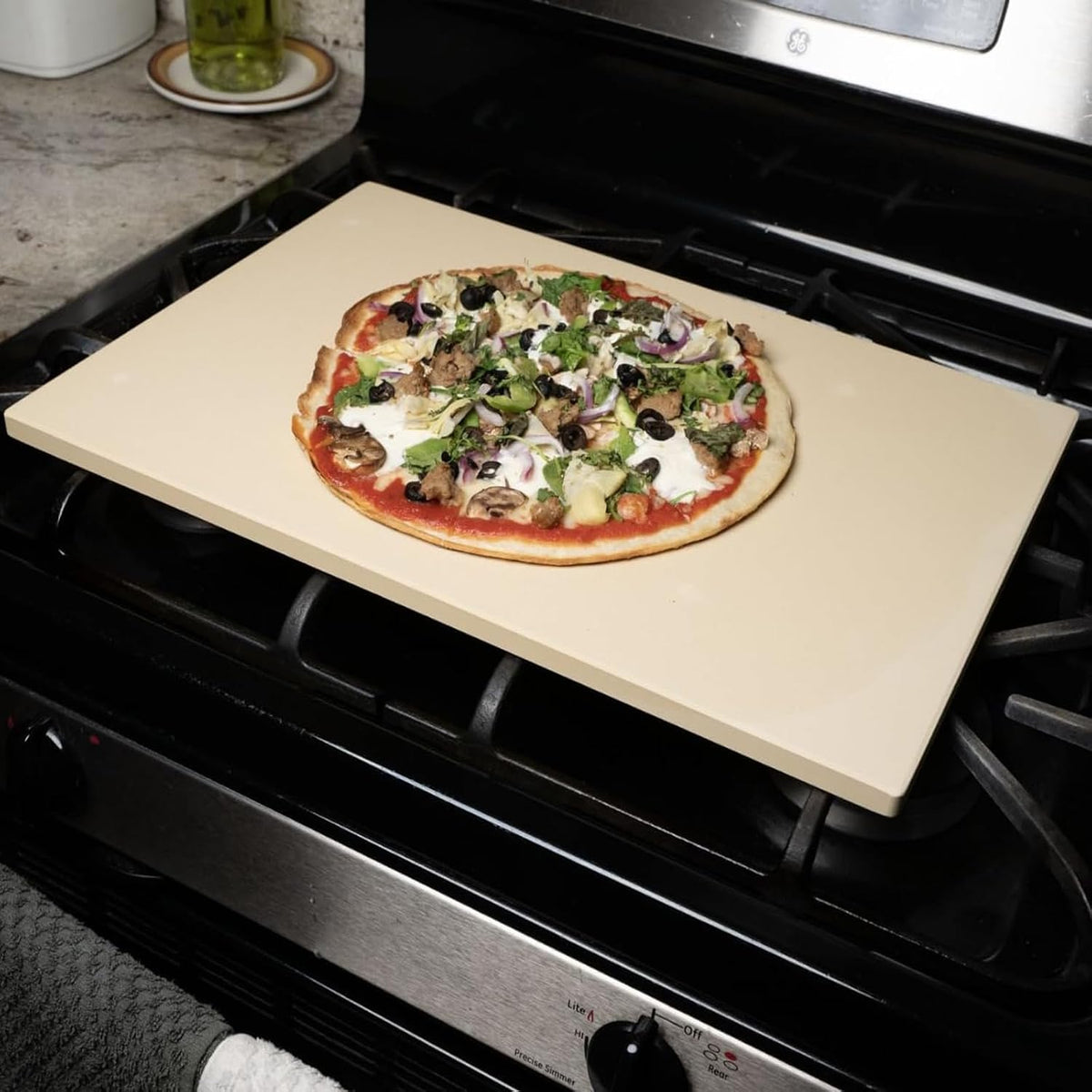 23.6" x 15.7" Heavy Duty Rectangular Extra Large Pizza Pan, Pizza Stone for Whirlpool, GE Oven and BBQ Grill Industrial Commercial Cordierite Baking Stone for Pizzas or Bread