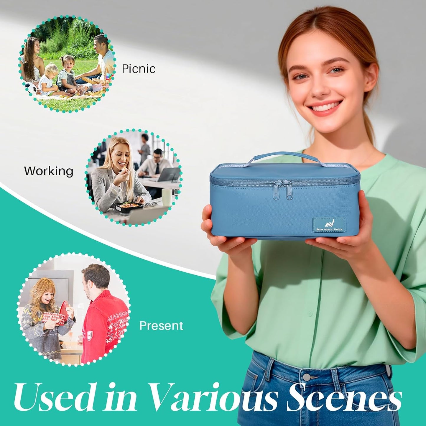 NOL Mini Insulated Lunch Bag for Women Men Kids | Small Leakproof Reusable Lunch Tote | Fits 6 Cans 330ml | Thermal Cooler for Work School Picnic Camping, Navy blue