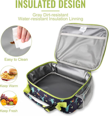 Genteen Lunch Box Kids, Insulated Lunch Bag Kids Boys Girls Back to School, Soft Lunch Box for Men Reusable Lunchbox for Office,Outdoor,School (Black)