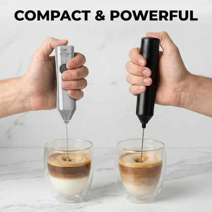 Zulay Kitchen Rechargeable Milk Frother Handheld - Frother Wand, Drink Mixer, Electric Whisk Frother, for Cappuccinos, Matcha & Protein Powder - Dynamic 3 Whisk, 3 Speed 500mAh Black - Colors D