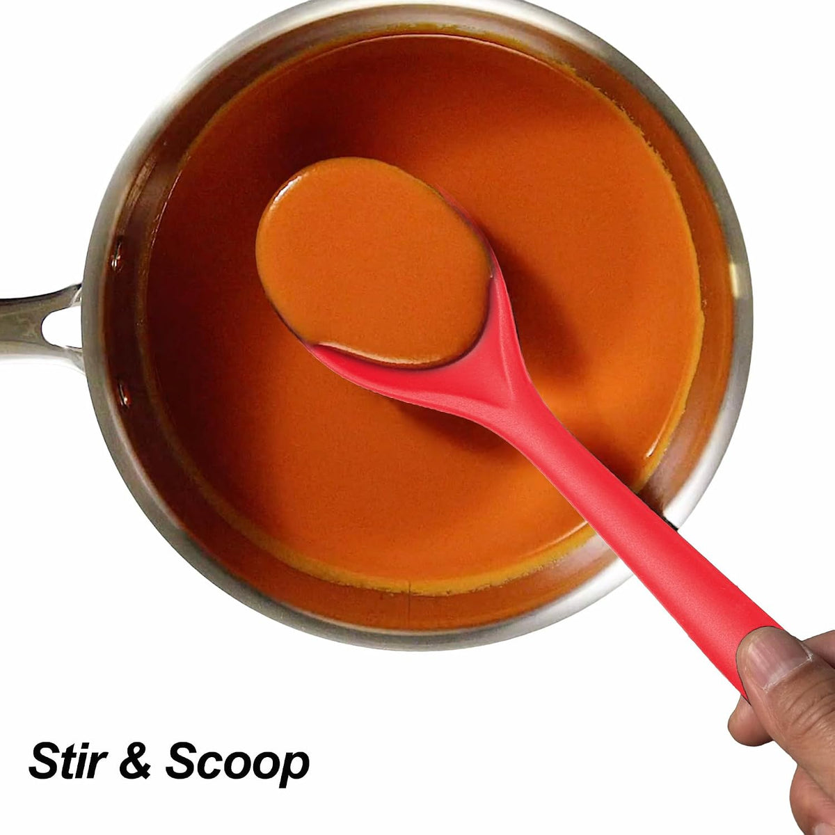 VOVOLY Silicone Spoons for Cooking, Solid & Slotted Spoon Set, Med, Black