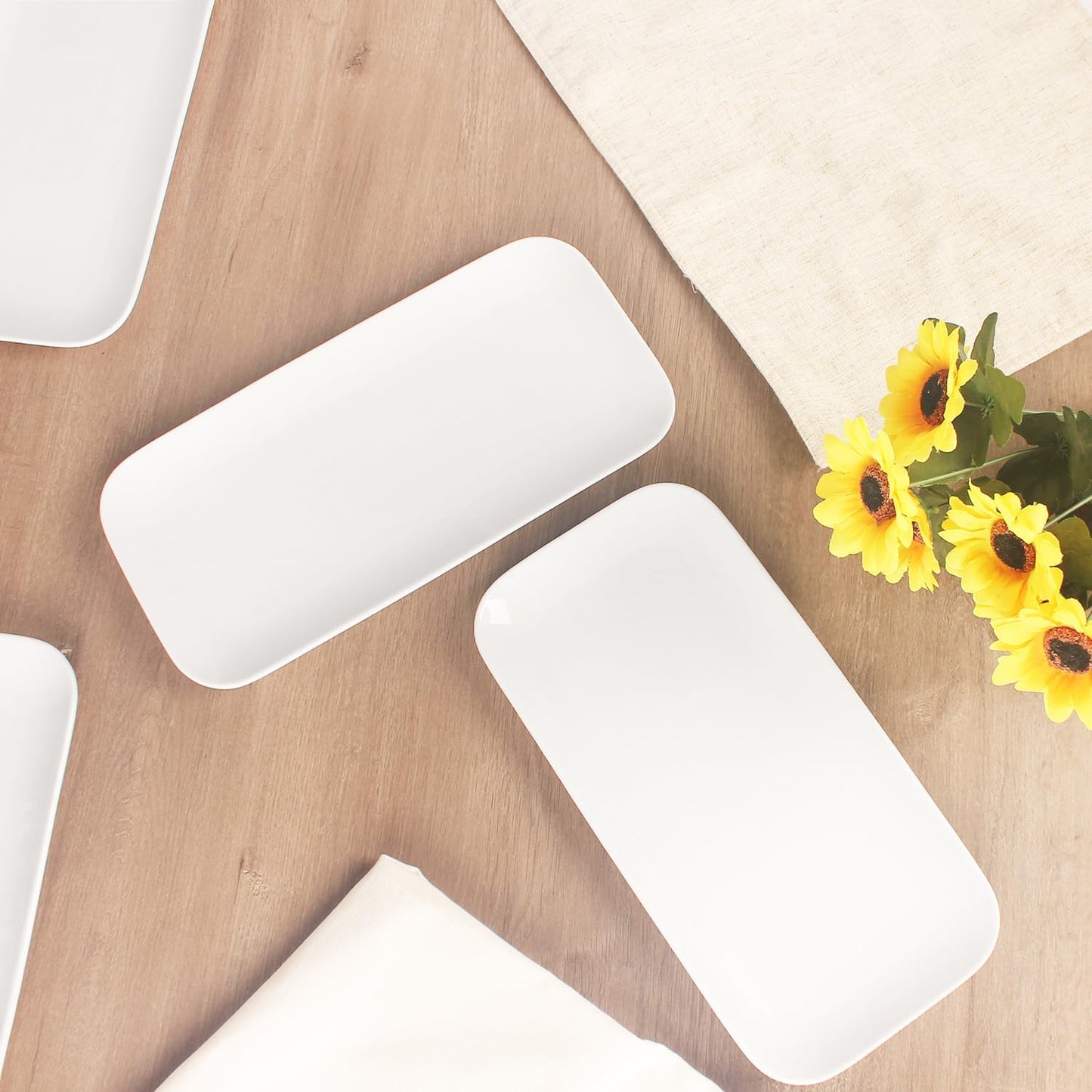 Porcelain Plate Set Large Serving Tray Set of 4, Reusable Serving Platters for Party Food, Cookie, Appetizer, Charcuterie, Snack, Dessert Display,Stackable Kitchen Dish 14.4 INCH