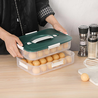 BTSKY Deviled Egg Platter with Lid, 3-Layer 54 Slots Deviled Eggs Carrier, Clear Portable Egg Holder for Fridge Reusable Deviled Eggs Tray Carton Box for Easter and Party Favor (3-Layer, Orange)