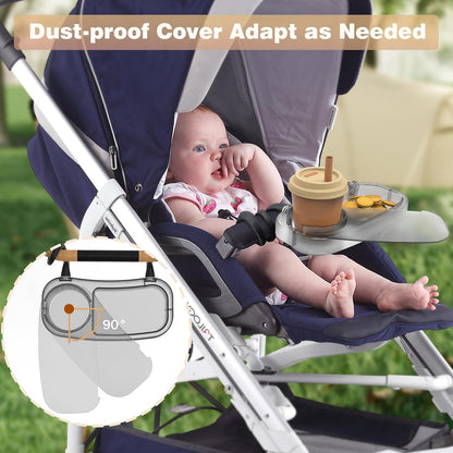 Upgraded Universal Stroller Snack Tray, Cup Holder Stroller Tray with Silicone Flexible Arms Grip, Stroller Tray Attachment for Baby Toddler Holder Stroller Accessories for Snacks On The Go