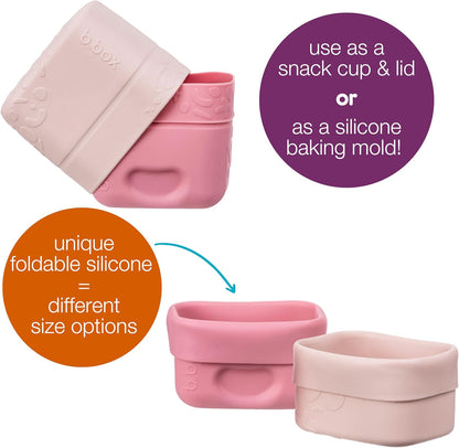 b.box Silicone Snack Cup (2-pack): Divider for Bento Box & Lunch Box, Ideal for Separating & Containing Foods, Dishwasher, Microwave, Oven and Freezer safe (Berry)