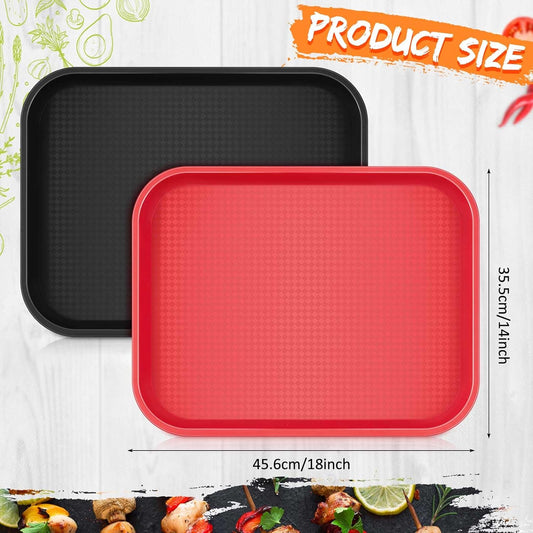 Set of 2 Large Grilling Prep and Serve Trays 18 x 14 Inch BBQ Platters Black Red Trays for Serving Food Raw and Cooked Food Grill Carry System BBQ Accessories for Men