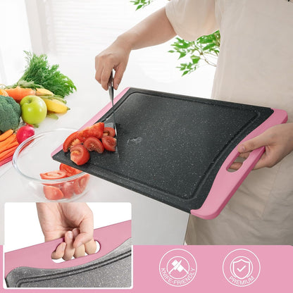 Extra Large Cutting Boards, Plastic Cutting Boards for Kitchen (Set of 3) Cutting Board Set Dishwasher Chopping Board with Juice Grooves Easy-Grip Handles, Dark Grey, Empune