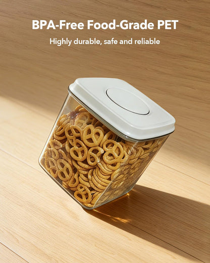 Food Storage Containers with Lids,2.9Qt 2Pcs Airtight Pop Food Storage Containers, BPA-Free Stackable Kitchen Pantry Organizers and Storage, One Button Opening Flour and Sugar Container Sets