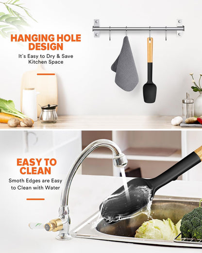 Badiano Silicone Spoon Spatula, Nonstick Rubber Spatula, Grey