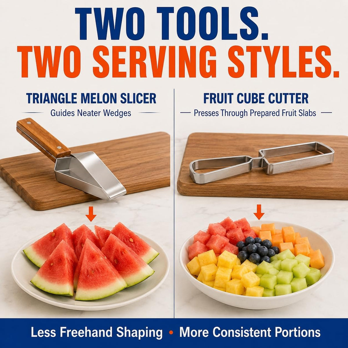 Limited Edition 2026 2-in-1 Fruit Cutter Set, Triangle Slicer & Cube Dicer