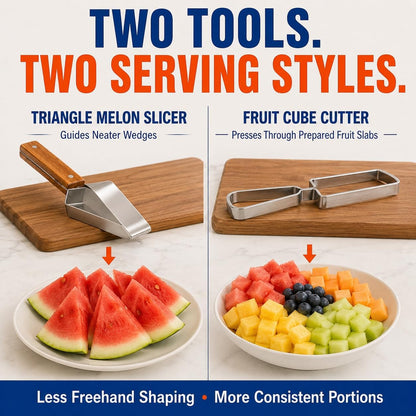 Limited Edition 2026 2-in-1 Fruit Cutter Set, Triangle Slicer & Cube Dicer