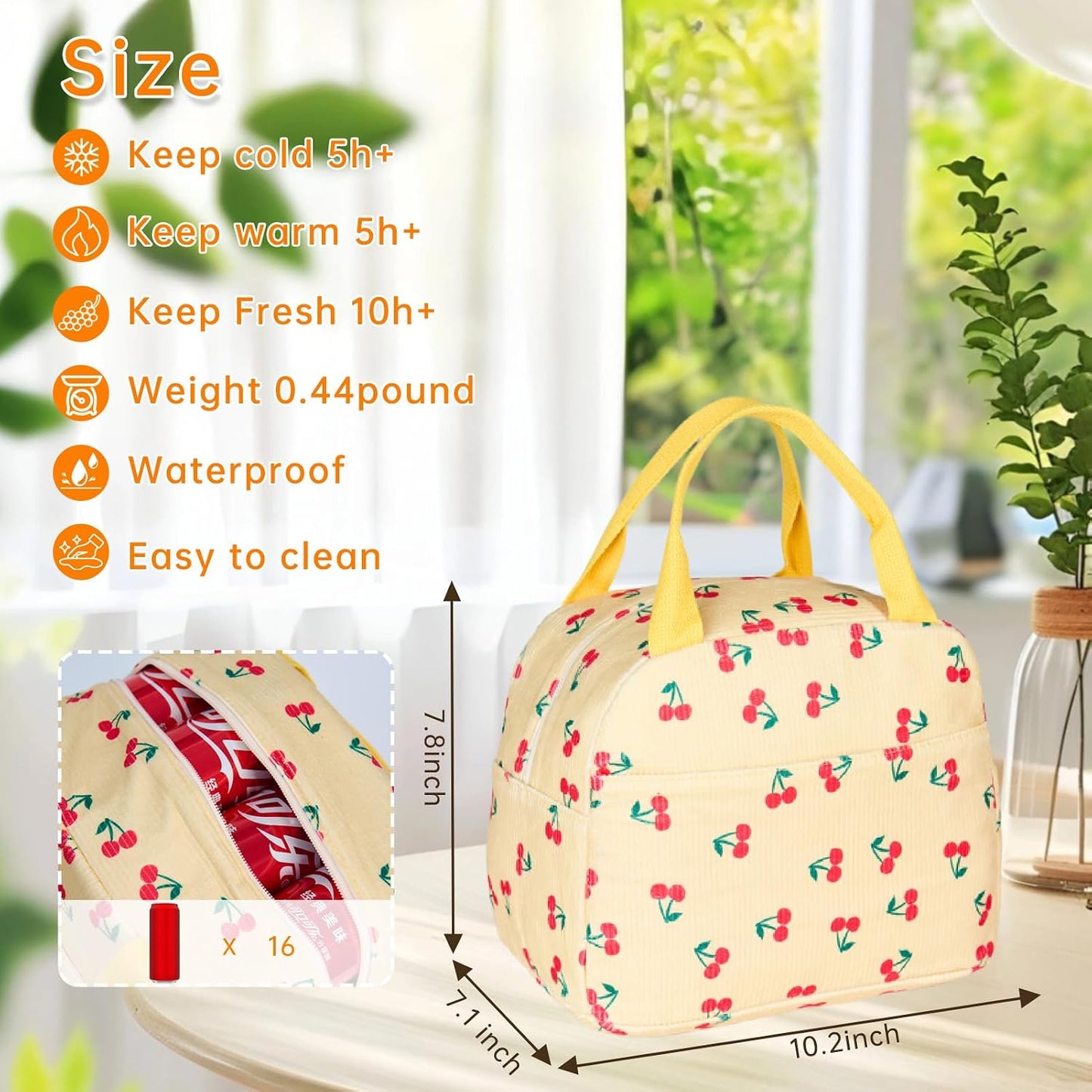 Lunch Bag for Women Men Girl,Large Cute Corduroy Lunch Tote Bags - Reusable Insulated Lunch Box for women with Handle, Leakproof WaterProof Design for Office, School, Work,Picnic.