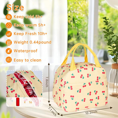 Lunch Bag for Women Men Girl,Large Cute Corduroy Lunch Tote Bags - Reusable Insulated Lunch Box for women with Handle, Leakproof WaterProof Design for Office, School, Work,Picnic.
