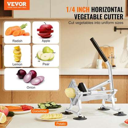 VEVOR Commercial Vegetable Slicer, 3/8" and 3/16" Tomato Slicer, Stainless Steel and Aluminum Alloy Vegetable Cutter Slicer, Manual Tomato Slicer with Non-slip Feet, for Tomatoes, Potatoes, Onions