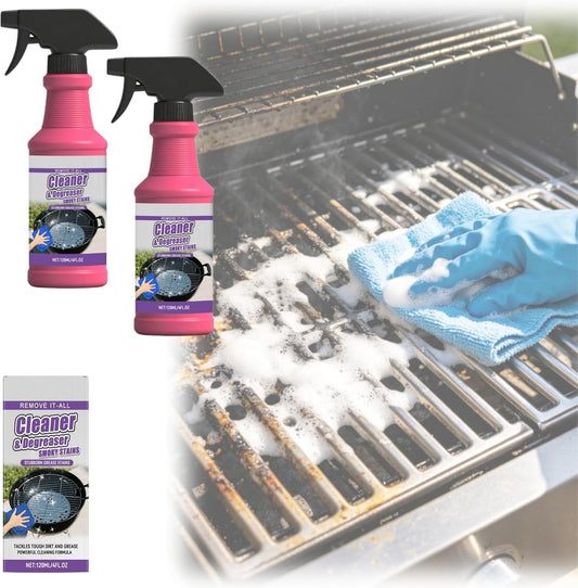 Fast-Acting Heavy-Duty Grill Degreaser Spray,Outdoor 120 ML BBQ Grill Cleaner,Multi Functional Grease Remover for Kitchen Grates and Racks,Stove Top,Drip Pans (2)