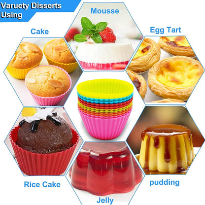 Utoolmart Silicone Cupcake Baking Cups,Reusable Silicone Baking Cups, Non-stick Cupcake Muffin Liners Cake Molds Set, Use As Lunch Box Dividers, 5 Pcs