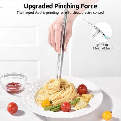 U-Taste 8"+10"+12" Kitchen Cooking Tweezer: 18/8 Stainless Steel Food-Grade Metal Food Tong, Flexible Pinching, Seamless-Welding and Sturdy for Serving Grilling Frying, Plating, Feeding (Pointed Tip)