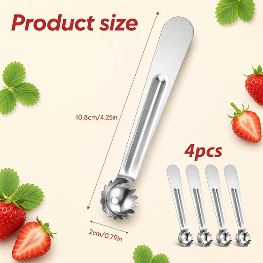 4 PCS Tomato Corer Strawberry Huller Tool, Vegetable Stem Remover