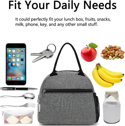 GYEUKHAM Lunch Bag Women, Lunch Box for Adult Men Kids Girls, Small Cute Lunchbox Tote Large Capacity Insulated Lunch Container Cooler for Work School Picnic Travel, Black White Stripes