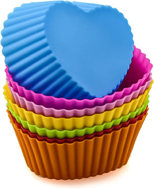 12 Pack Silicone Baking Cups Reusable Muffin Liners Non-Stick Cup Cake Molds Set Cupcake Liner Standard Size Silicone Cupcake Holder Silicon Cups for Baking