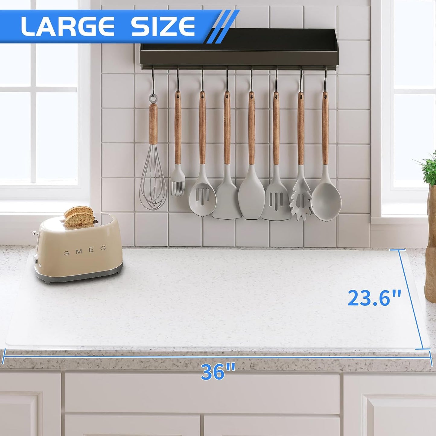 Warome Silicone Mat,78.7”x 23.6” Heat Resistant Mats for Countertop,Extra Large Countertop Protector Mat, Multi-functional Cuttable Kitchen Counter Mat, Silicone Mats for Kitchen Counter/Crafts- Grey