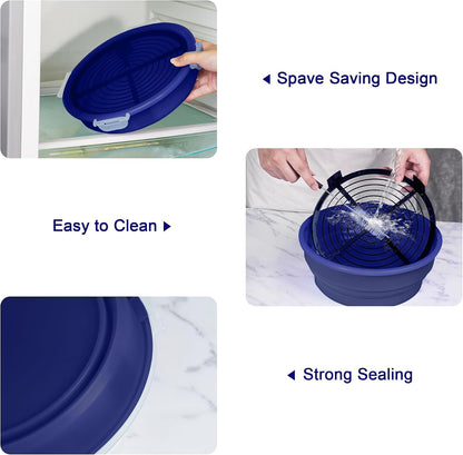FJNATINH Collapsible Batter Bowl - Mess Free Better Breader Shaker Bowl with Lid Breading Shaker Container for Fried Fish, Fried Chicken, Onion Rings & More,No Leak,Easy to Store,Light Blue