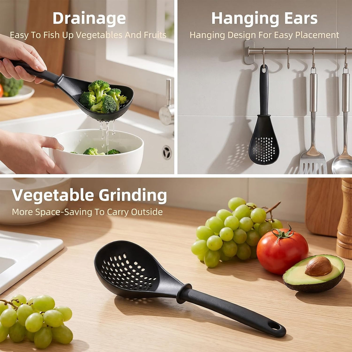 2 PCS Multifunctional Kitchen Cooking Spoon Heat Resistant Utensils