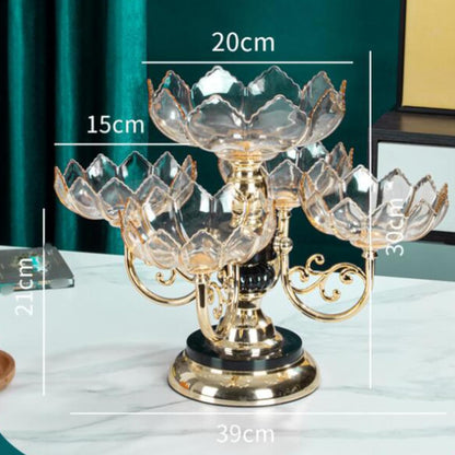 Flower Shape Appetizer Platter Rotating Snack Serving Tray Dried Fruit Plate Divided Serving Dishes for Home Living Room Cafe
