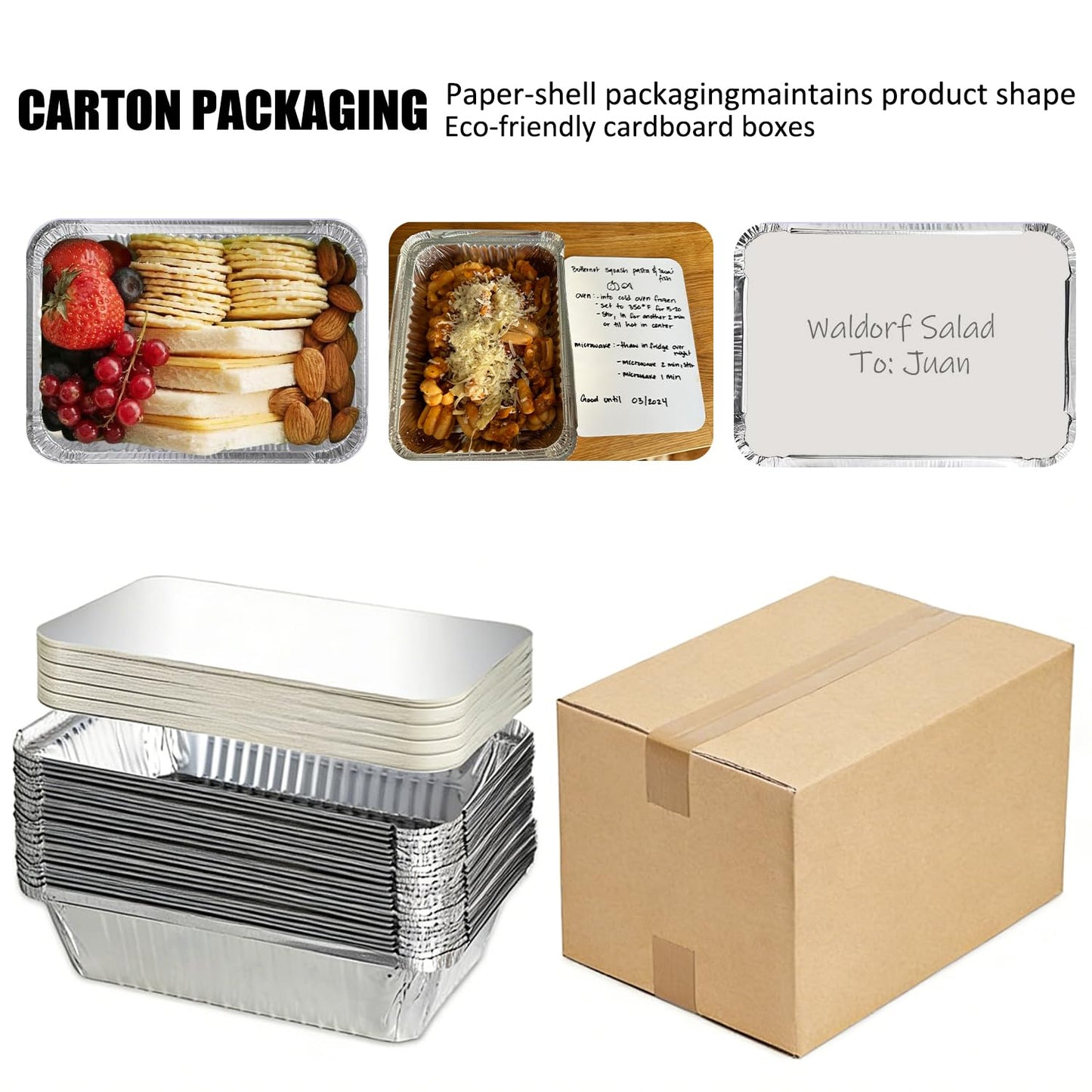 20 Pack Aluminum Pans with Lids(8.5"×6"), 2.25 lb Aluminum Foil Dinner Pans with Lids, Disposable Foil Pans for Baking, Cooking, Meal Prep, Takeaway and Freezing