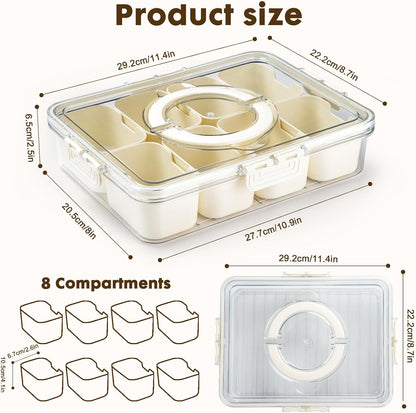 PANYEE Snack Box Container,Divided Serving Tray with Lid and Handle, Snackle box Charcuterie for Portable Snack Platters - Clear Organizer for Candy,Fruits,Nuts,Snacks-for Party,Entertaining,Picnic