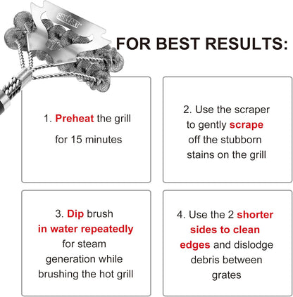 GRILLART Grill Brush for Outdoor Grill Bristle Free - Safe BBQ Grill Cleaner Brush - 18" BBQ Brush for Grill Cleaning Kit -Stainless Grill Cleaning Brush BBQ Grill Accessories Tools- Gifts for Men Dad