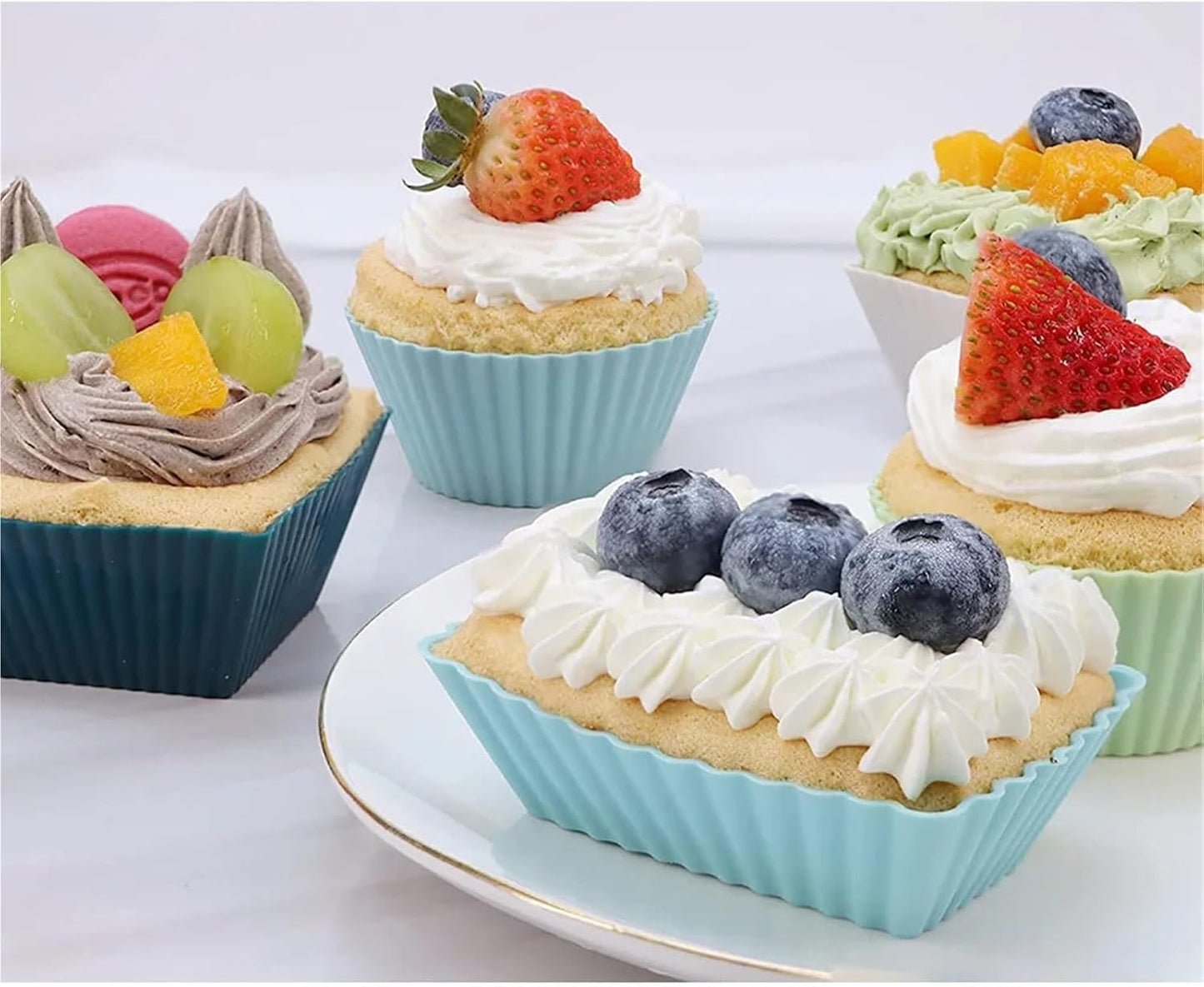 12Pcs Silicone Cupcake Liners Non-Stick Jumbo Reusable Muffin Baking Utensil, Bento Box Dividers, And Lunch Box Organization