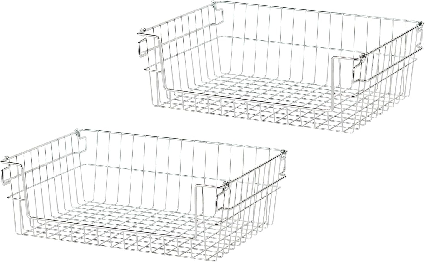 TRINITY 2-Pack Stackable Metal Wire Storage Baskets With Handles, EcoStorage Chrome, 11 Inches