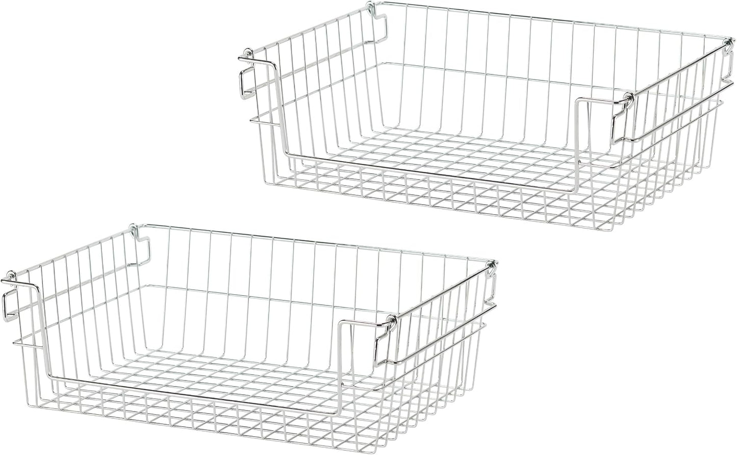 TRINITY 2-Pack Stackable Metal Wire Storage Baskets With Handles, EcoStorage Chrome, 11 Inches