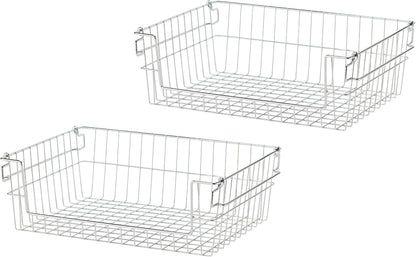 TRINITY 2-Pack Stackable Metal Wire Storage Baskets With Handles, EcoStorage Chrome, 11 Inches