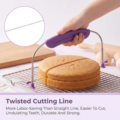 Adjustable Cake Leveler with 3 Cake Scrapers, 9 Height Cake Slicer