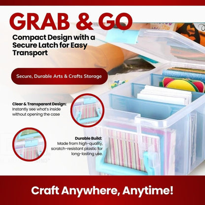 ArtBin Semi Satchel Portable Craft Organizer with 3 Dividers - Clear Plastic Storage Case for Art & Craft Supplies
