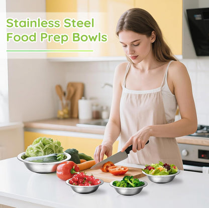 304(18/8) Stainless Steel Mixing Bowls for Kitchen, 4 Pack 6.3" 13.67 fl.oz Metal Mixing Bowls Set Stackable for Baking Serving Cooking Food Prep Storage Dishwasher Safe Lightweight