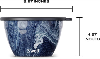 S'well Stainless Steel Salad Bowl Kit 64oz, Peacock Blue, Comes with 2oz Mini Canister and Removable Tray for Organization, Leakproof, Easy to Clean, Dishwasher Safe