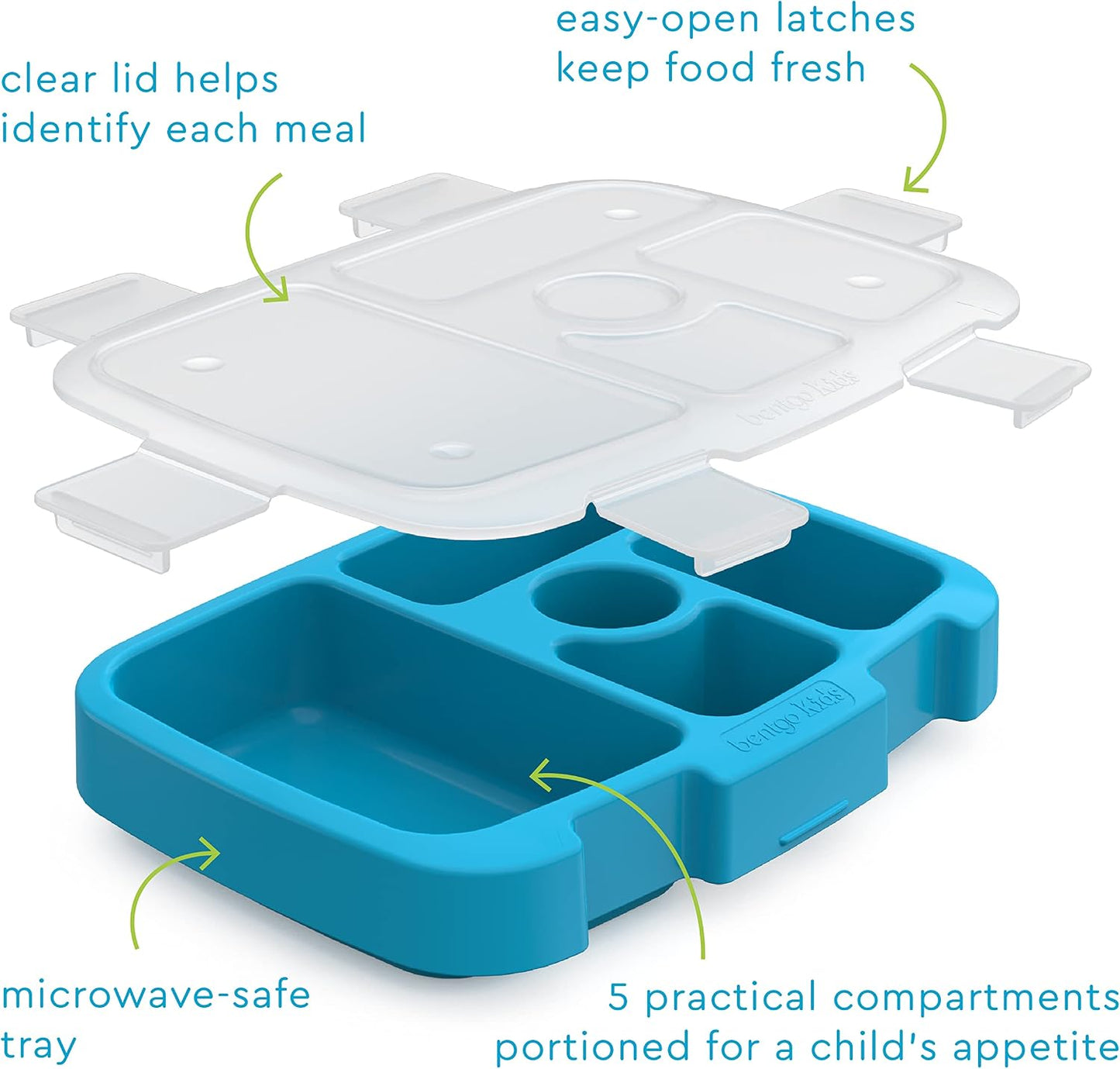 Bentgo® Kids Prints Tray with Transparent Cover - Reusable, BPA-Free, 5-Compartment Meal Prep Container with Built-In Portion Control for Healthy Meals At Home & On the Go (Mermaids in the Sea)
