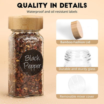 DIDITIME Spice Jars with Label, 4oz Empty Square Seasoning Containers