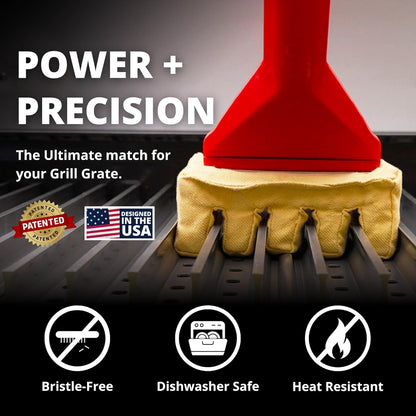 Grill Rescue BBQ Replaceable Scraper Cleaning Head, Bristle Free - Durable and Unique Tools for Cast Iron or Stainless-Steel Grates, Barbecue Cleaner (Replaceable Grill Grate Scraper Head)