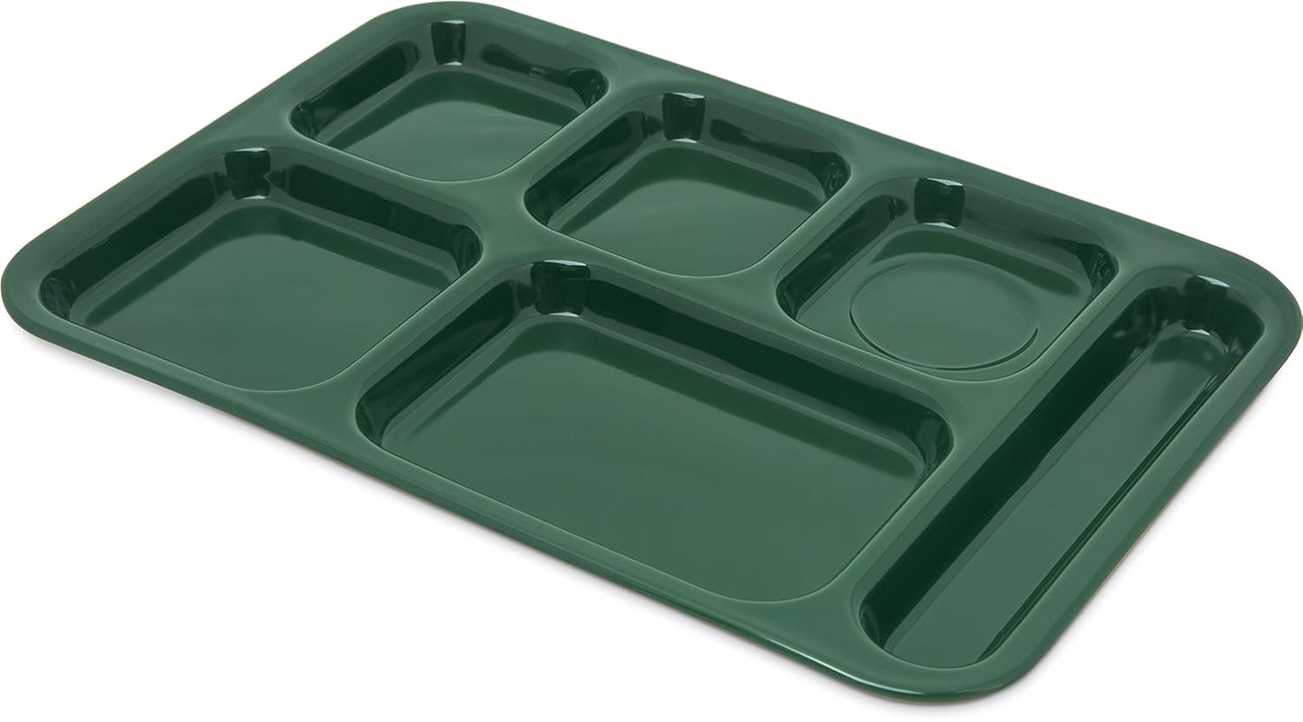 Carlisle FoodService Products Melamine Lunch Tray with 4 Compartments, Right Handed Cafeteria Tray with Divided Compartments for Food, 10" x 9.75", Dark Blue
