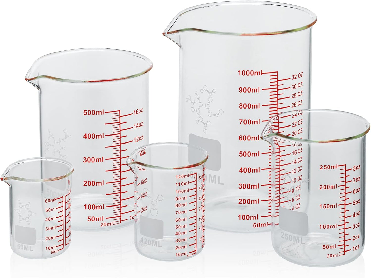 3 Piece Glass Measuring Cup Set, Includes 1/2-Cup, 1-Cup, and 2-Cup High Borosilicate Glasss Liquid Measuring Cups, Dishwasher, Freezer, Microwave, and Preheated Oven Safe, Essential Kitchen Tools