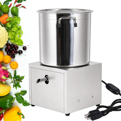 JIAWANSHUN Electric Commercial Salad Spinner Large Inner Capacity 12L(8kg Vegetable), 110V Stainless Steel Lettuce Spinner Vegetable Dryer for Canteens Hotels and Restaurants, One Key Switch