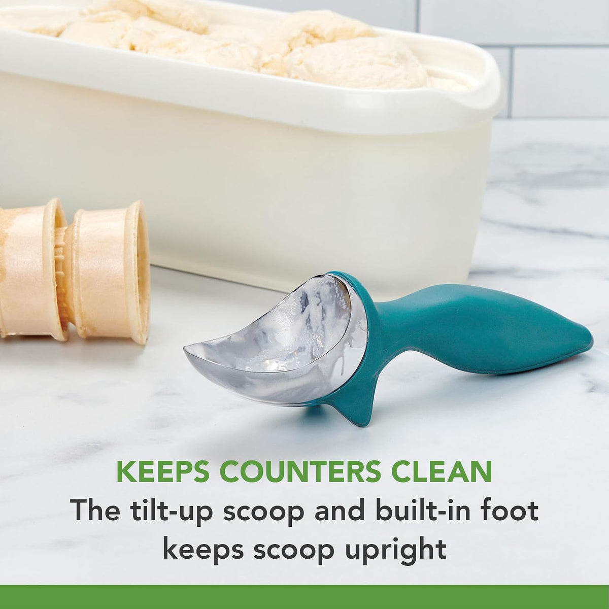 Tovolo Ice Cream Scoop Stratus Blue Dishwasher Safe Heavy Duty Ice Cream Scooper with Elevated Tilt Up Design, Heat Retaining Ice Cream Scoops with Non Slip Handle for Cookie Dough, Gelato, Sorbet